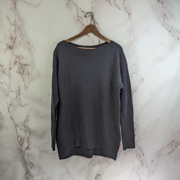 By Anthropologie Sweater Womens Medium Black Boat Neck Slouchy Oversized - Picture 1 of 12